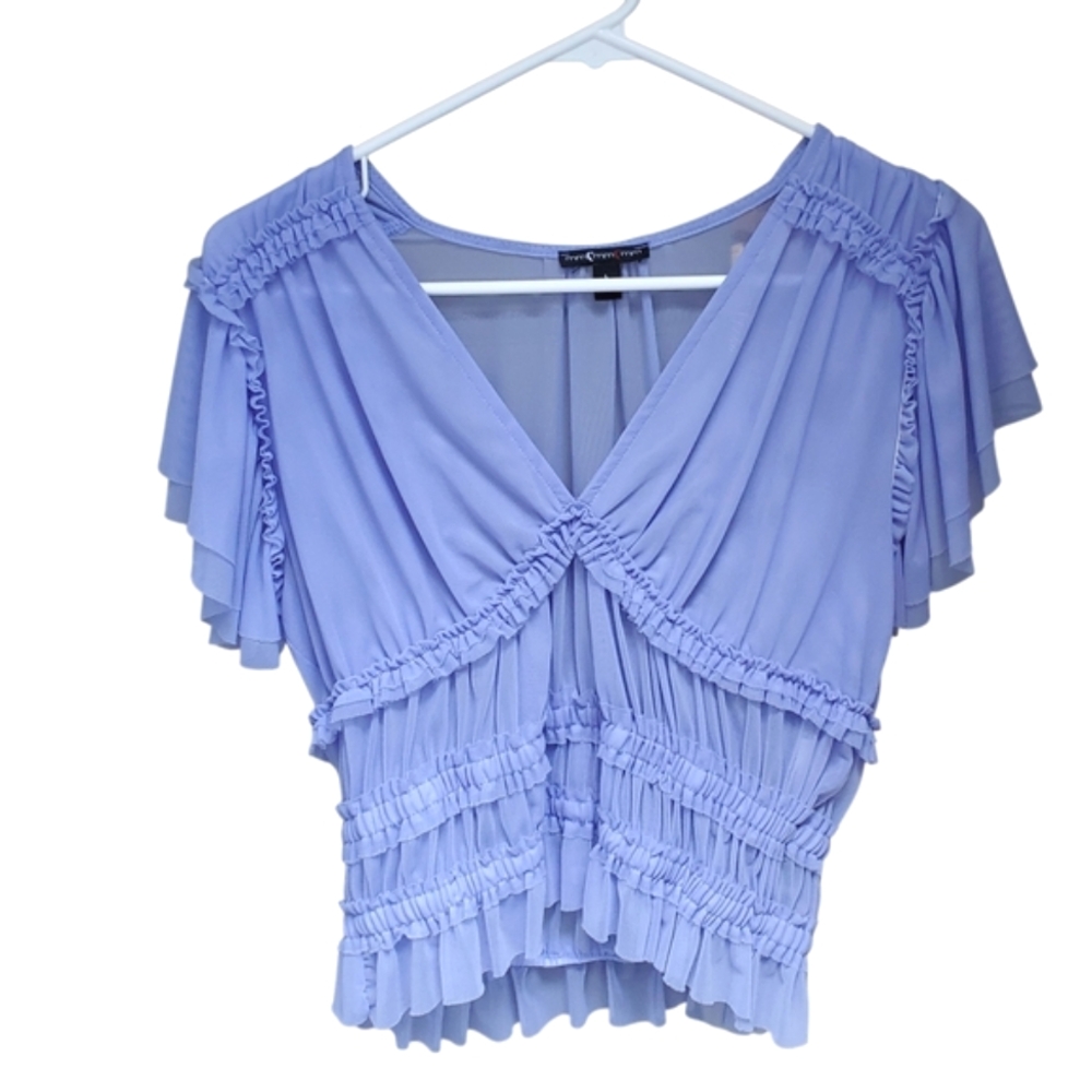 NWT Mm Mm Mm Sheer Mesh Smocked Top In Deep Periwinkle Purple - Large